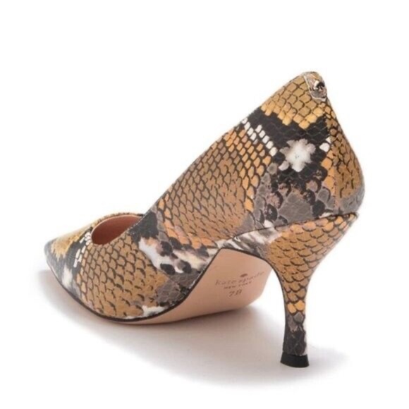 Kate Spade New York Sonia Snakeskin Embossed Leather Pointed Toe Pump 9.5 Heels - Picture 4 of 15